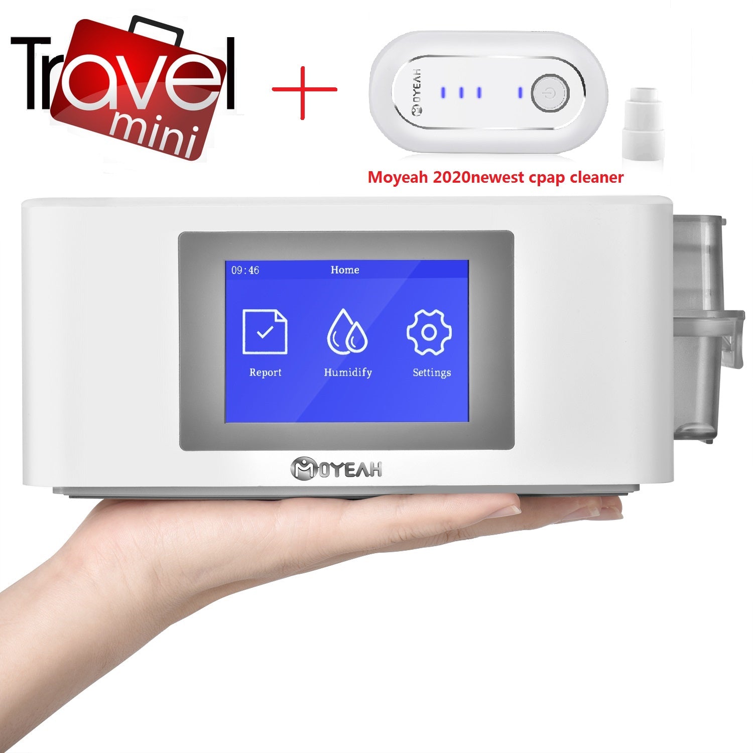 Moyeah Mini BiPAP Device – portable, with 3.5-inch touchscreen